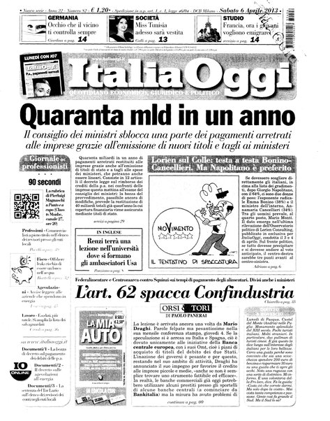 Italia oggi : quotidiano di economia finanza e politica